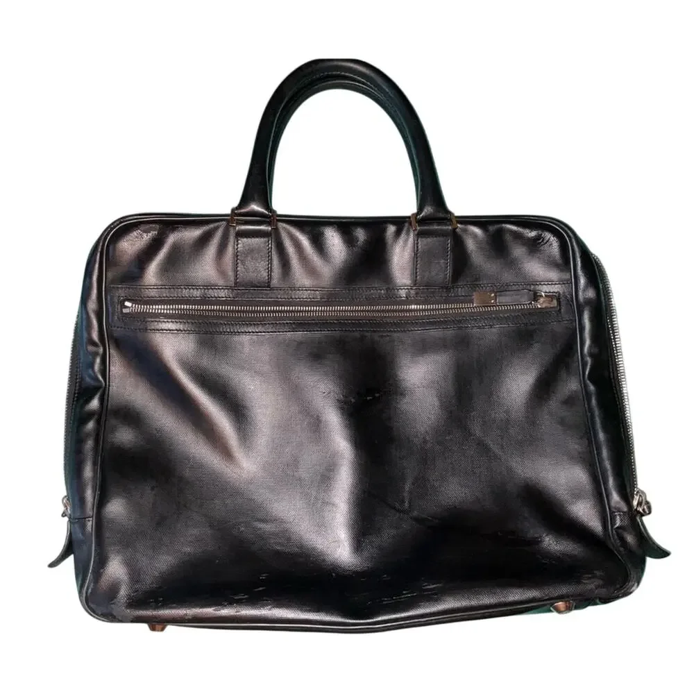 Dior Homme Oblique Coated Canvas Briefcase Black Authentic Italy AS-IS Project